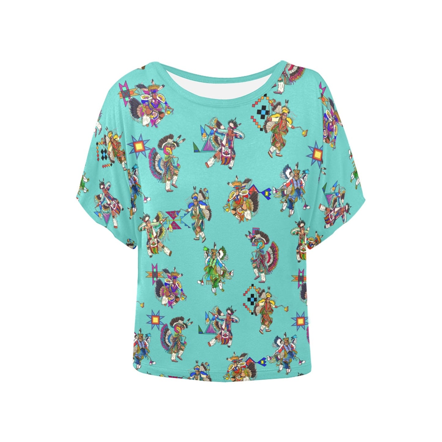 Men's Fancy Dancers Eggshell Blue Women's Batwing-Sleeved Blouse T shirt