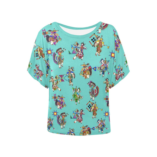 Men's Fancy Dancers Eggshell Blue Women's Batwing-Sleeved Blouse T shirt