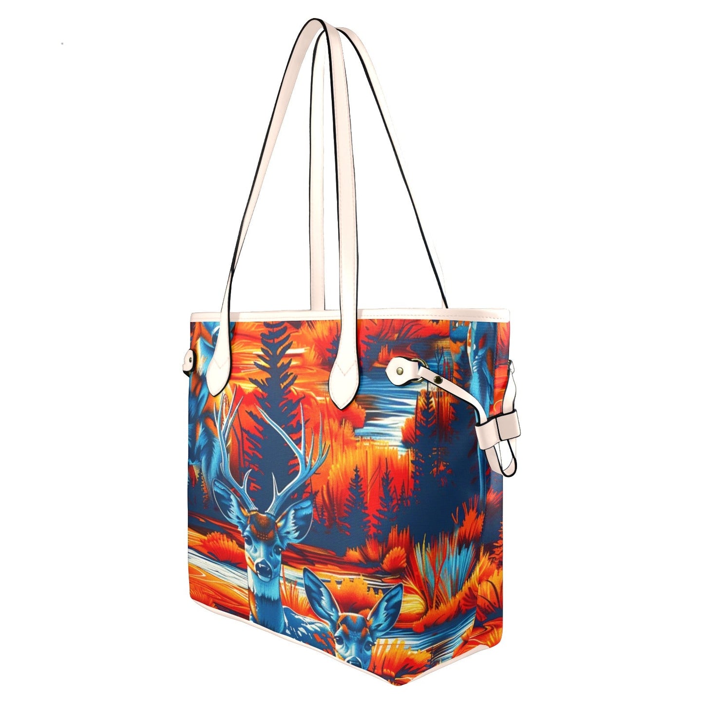 Deer Family Clover Canvas Tote Bag