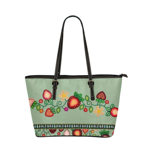 Berry Garden Sage Leather Tote