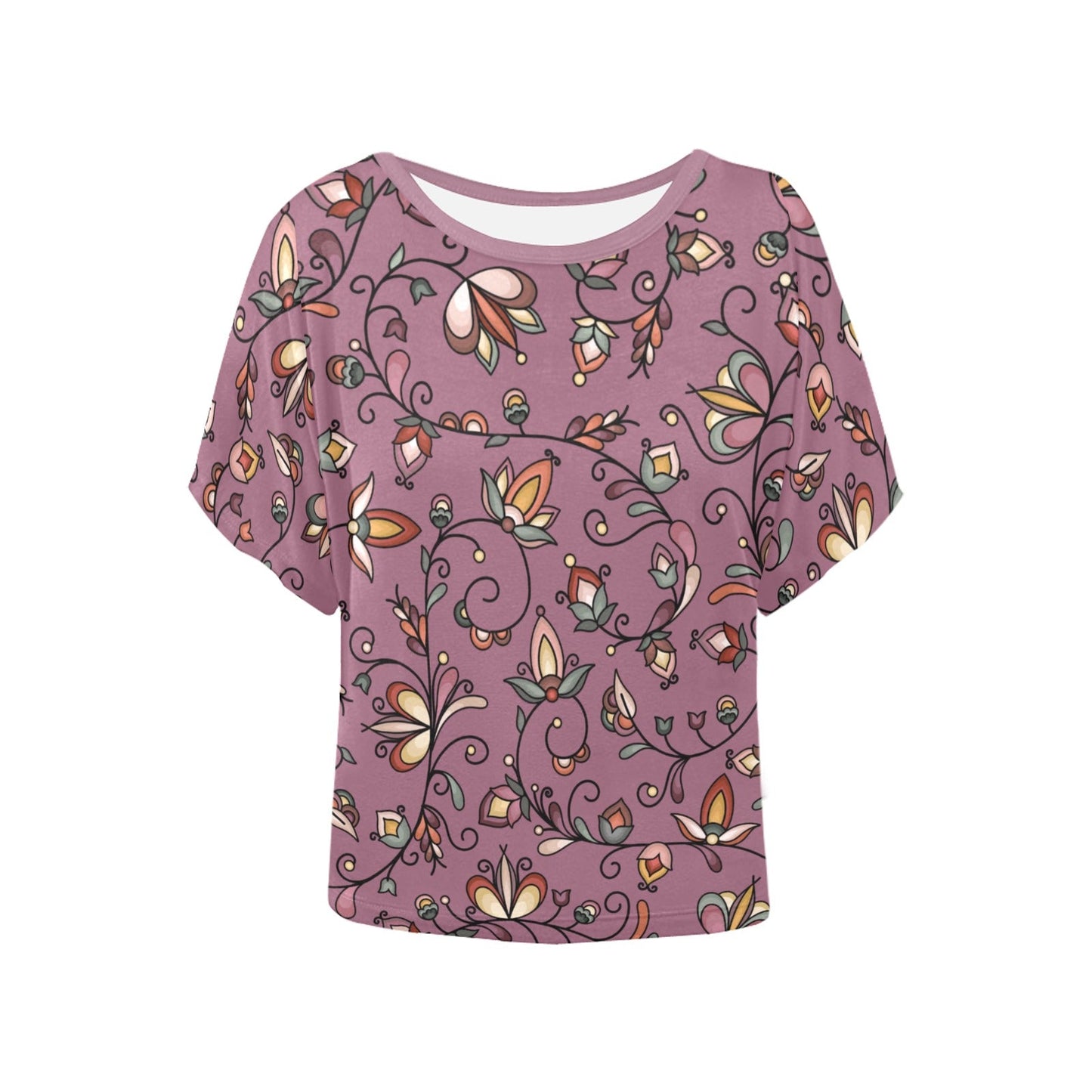 Burnt Sky Petals Magenta Women's Batwing-Sleeved Blouse T shirt