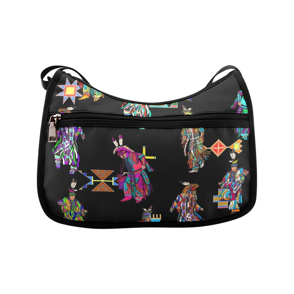 Men's Grass Dancers Black Crossbody Bag