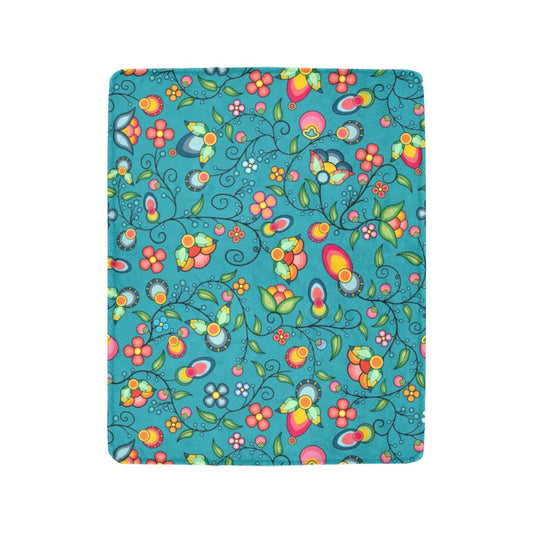 Floral Bounty Teal Ultra-Soft Micro Fleece Blanket 40"x50"