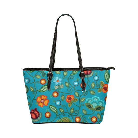 Prairie Fire Petals Ocean Leather Tote