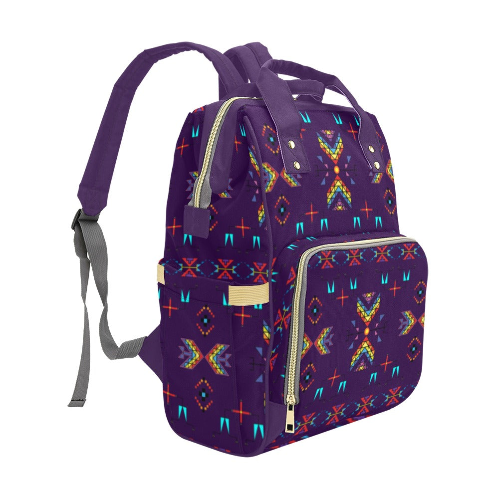 Rainy Chief Rainbow Dark Purple Multi-Function Diaper Backpack