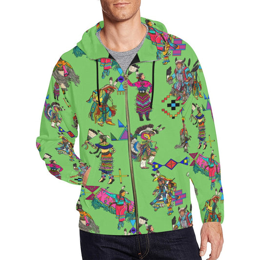Grand Entry Dancers Grass Men's Zipper Hoodie