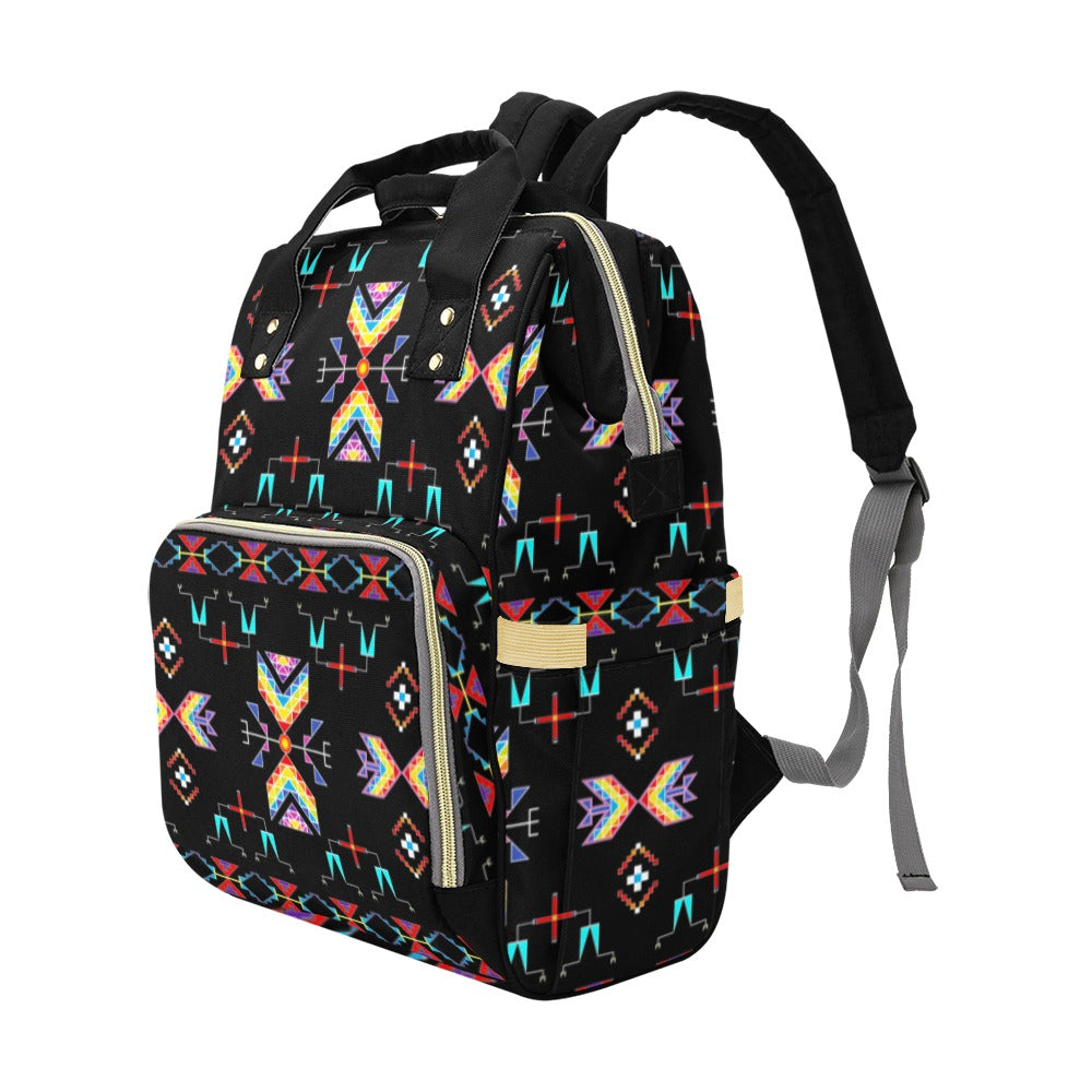Rainy Chief Rainbow Black Multi-Function Diaper Backpack