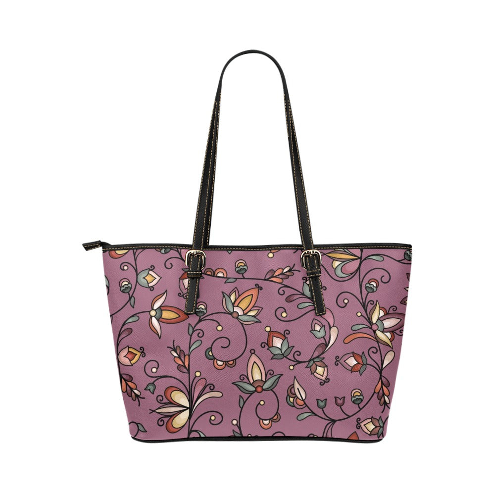 Burnt Sky Petals Magenta Leather Tote
