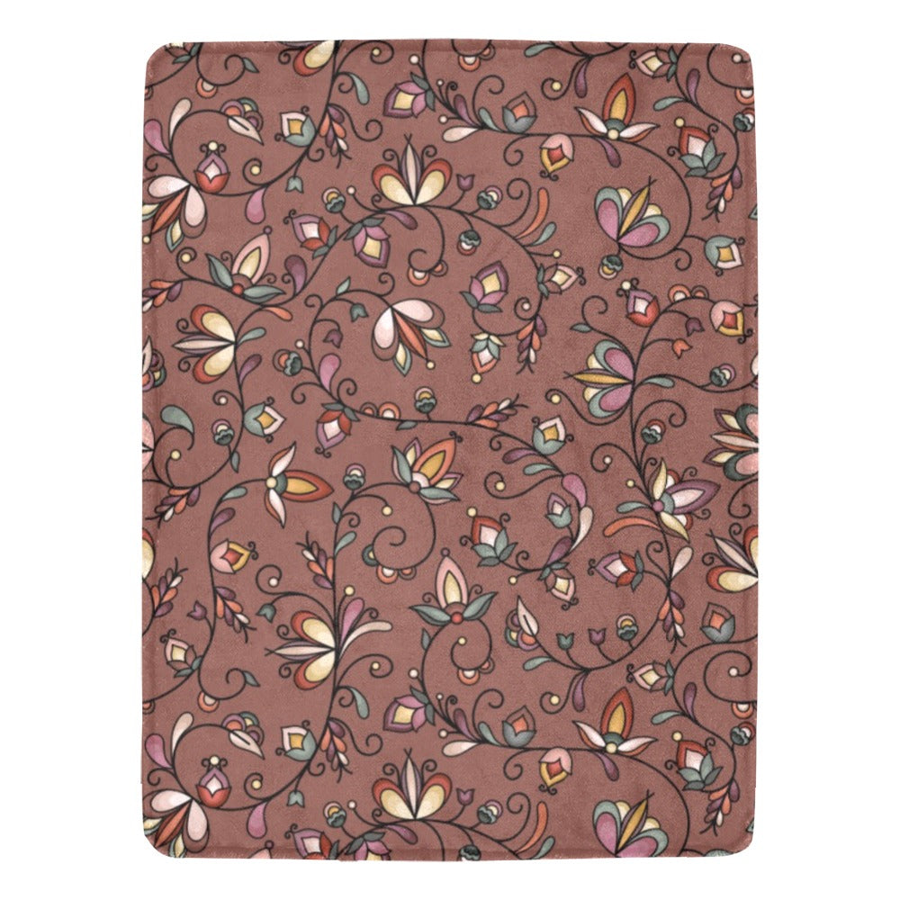 Burnt Sky Petals Brown X-Large Micro Fleece Blanket