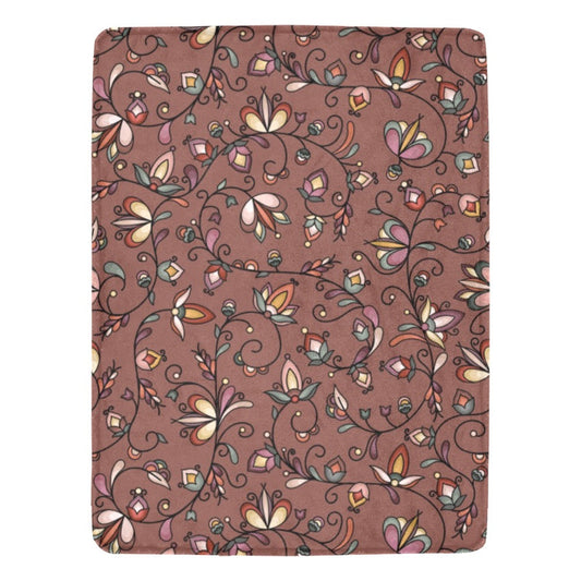 Burnt Sky Petals Brown X-Large Micro Fleece Blanket