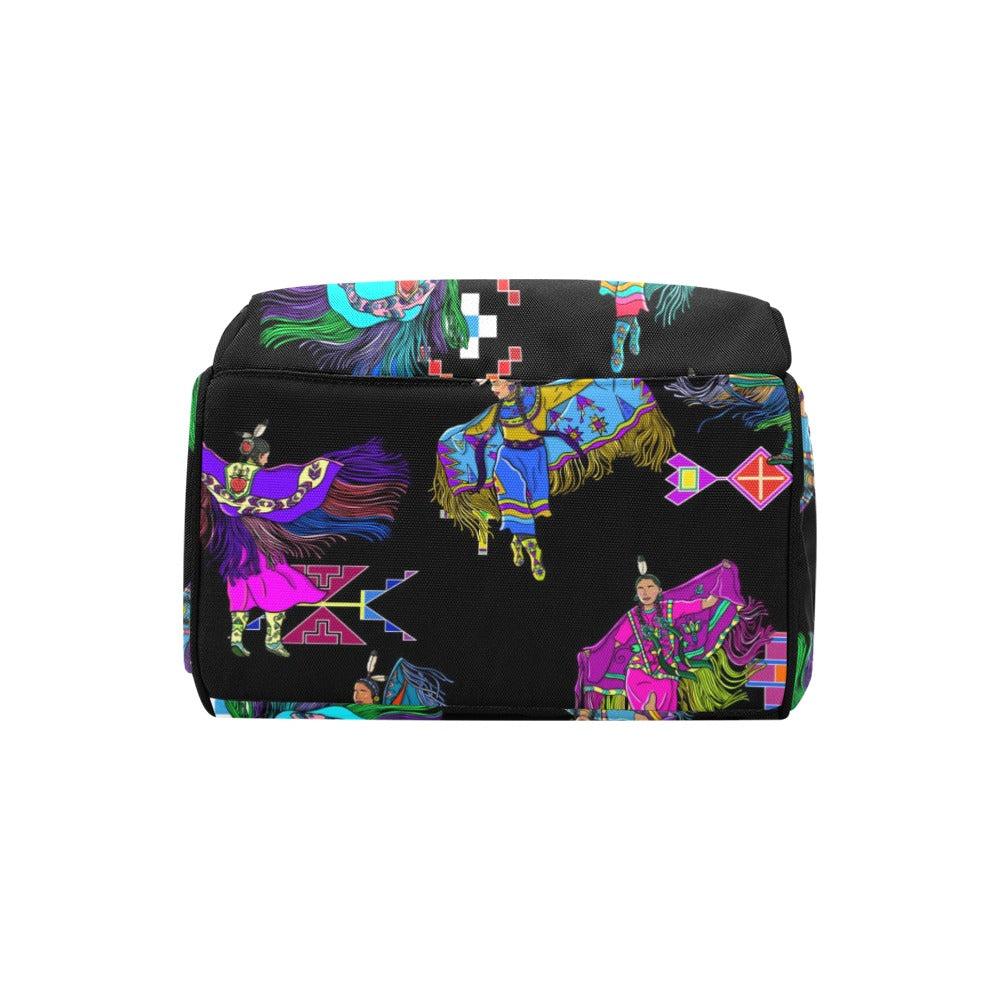 Women's Fancy Dancers Black Multi-Function Diaper Backpack