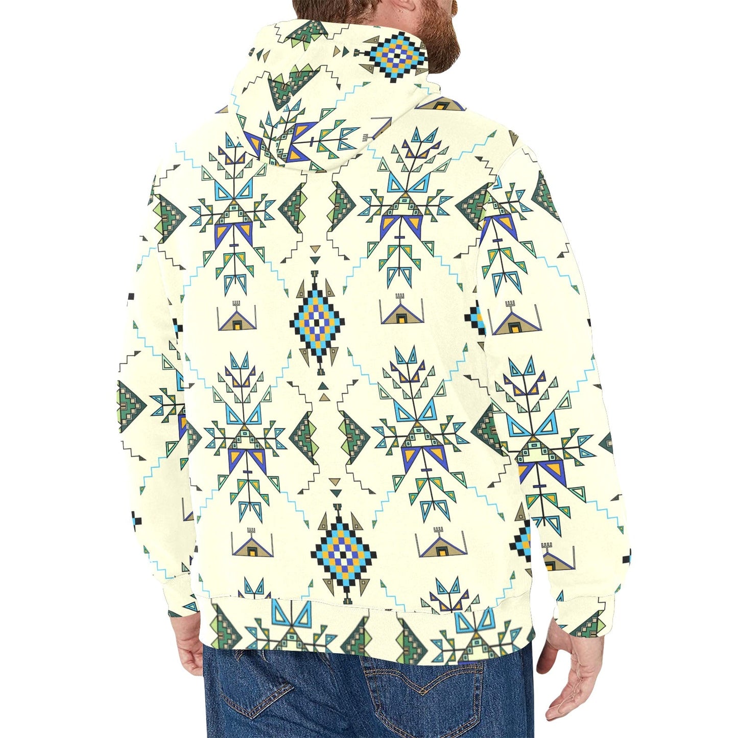 Bear Shield Cream Men's Long Sleeve Fleece Hoodie