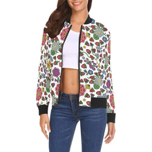 Load image into Gallery viewer, Berry Pop White Bomber Jacket for Women
