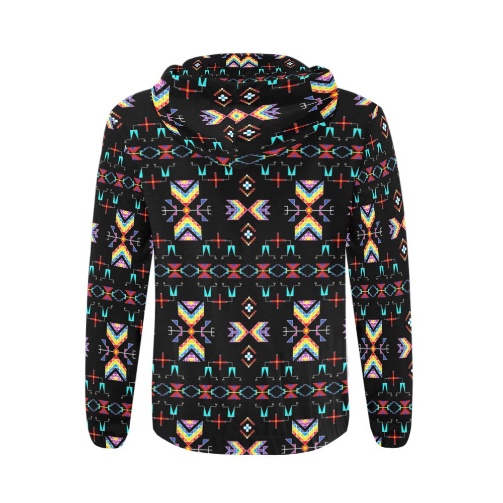 Rainy Chief Rainbow Black Men's Zipper Hoodie