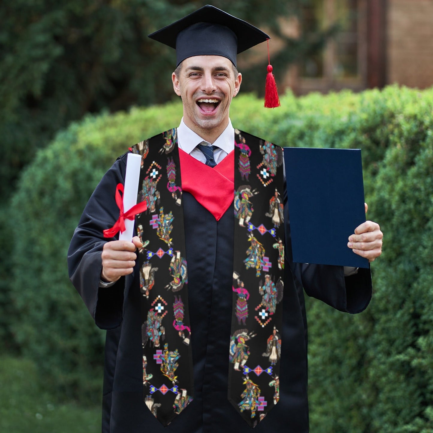 Grand Entry Dancers Black Graduation Stole
