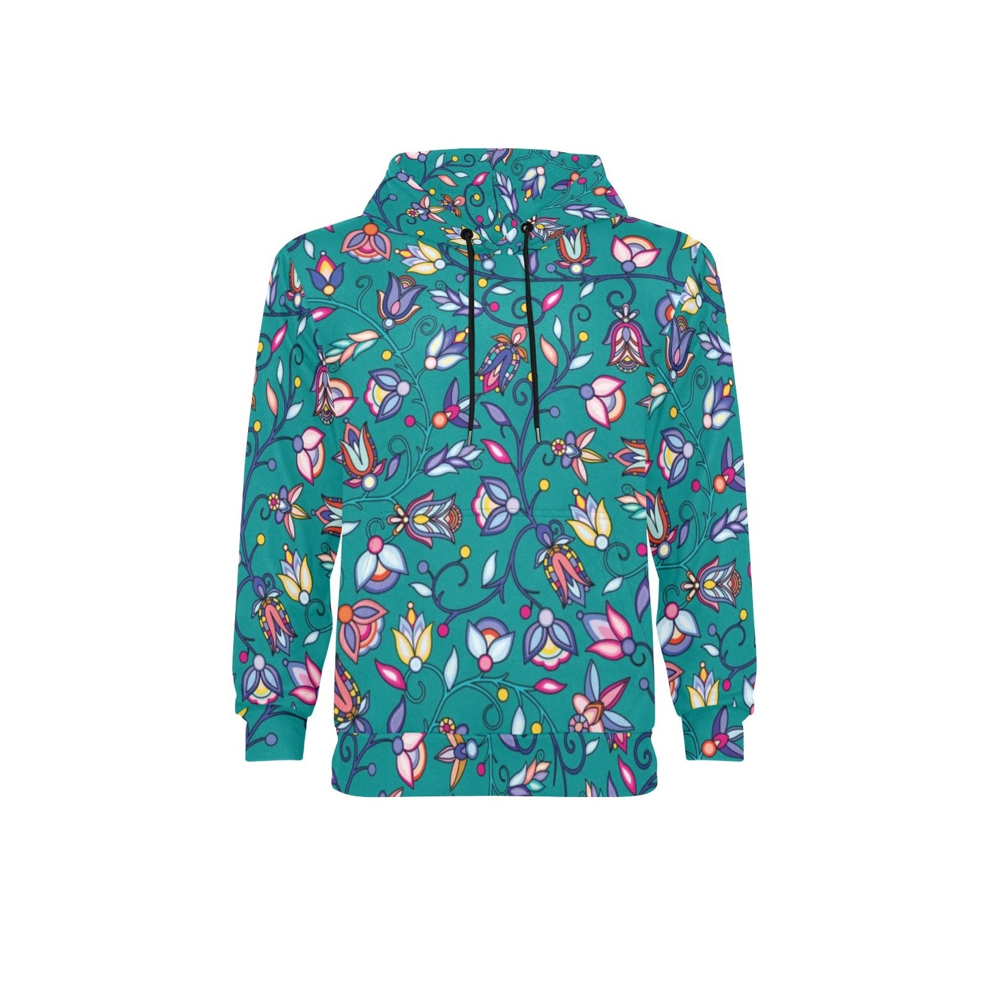 Buffalo Bloom Turquoise Men's Long Sleeve Fleece Hoodie