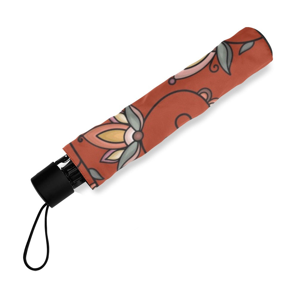Burnt Sky Petals Red Foldable Umbrella