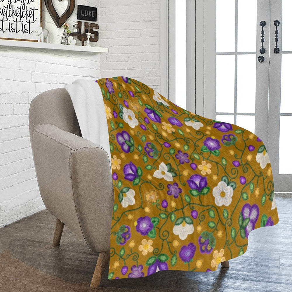 Midnight Moss Bloom Toffee Large Micro Fleece Blanket