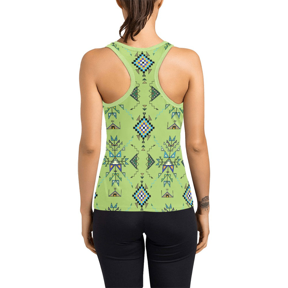 Bear Shield Green Women's Racerback Tank Top