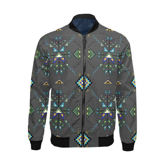 Bear Shield Dark Gray Bomber Jacket