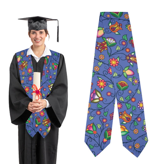 Heartbeat Petals Blue Graduation Stole