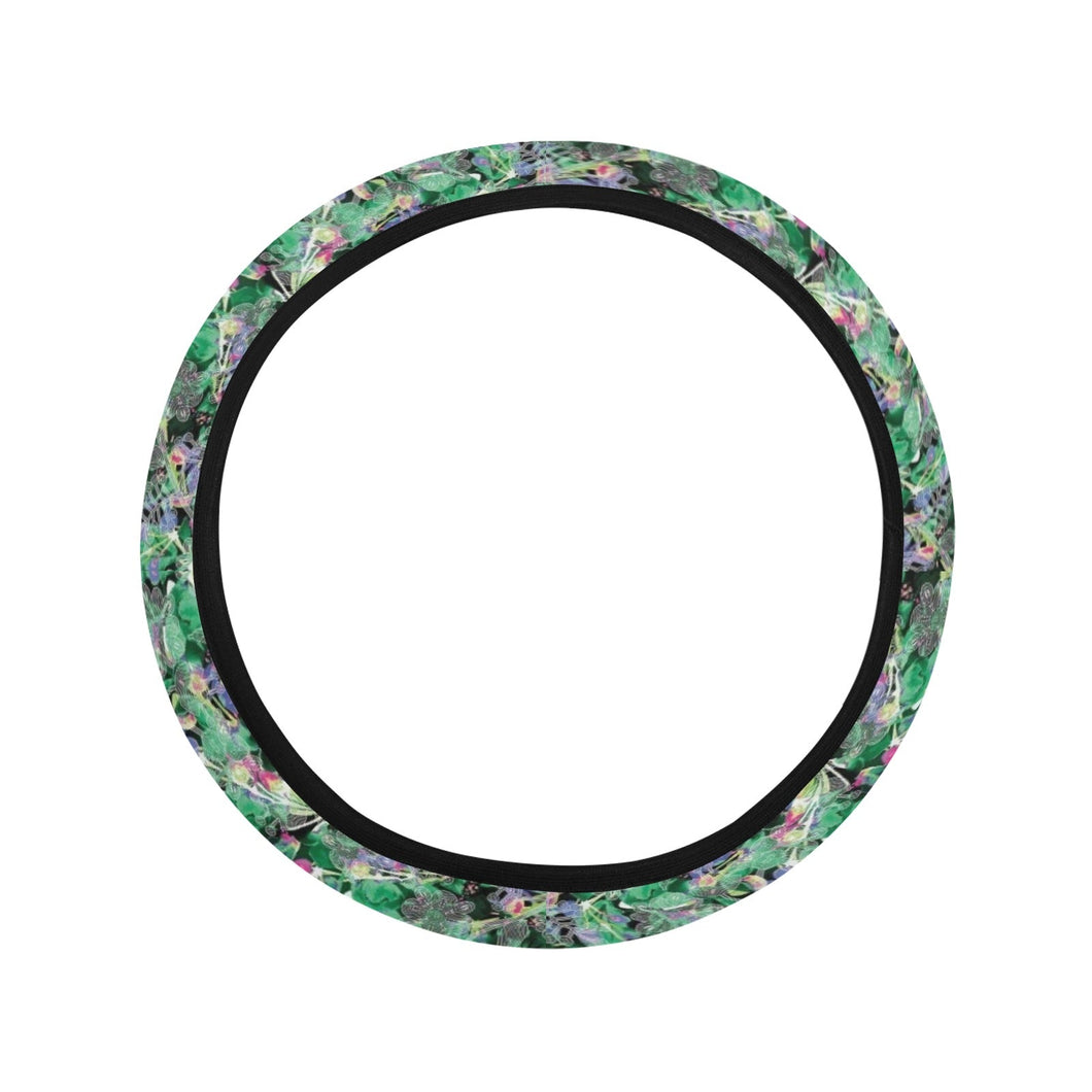 Culture in Nature Green Steering Wheel Cover with Elastic Edge