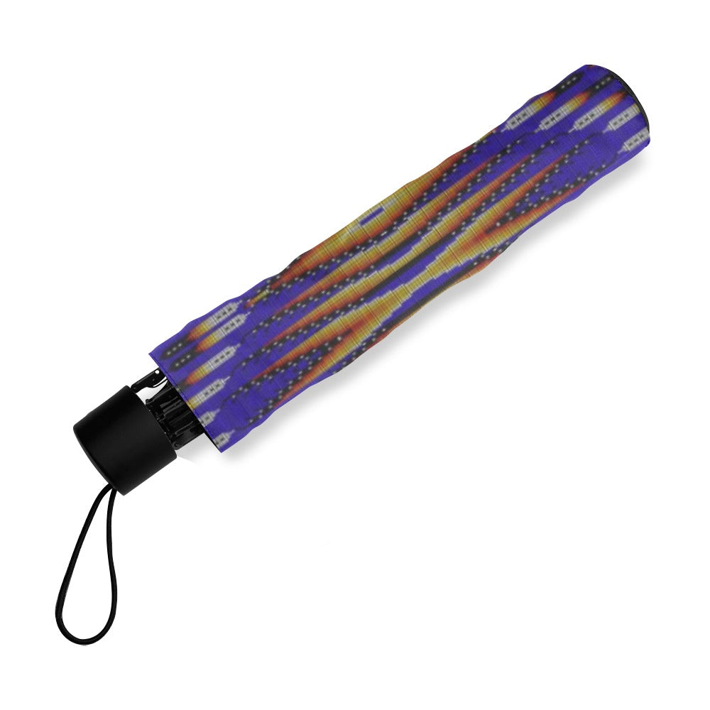 Fire Feather Blue Foldable Umbrella