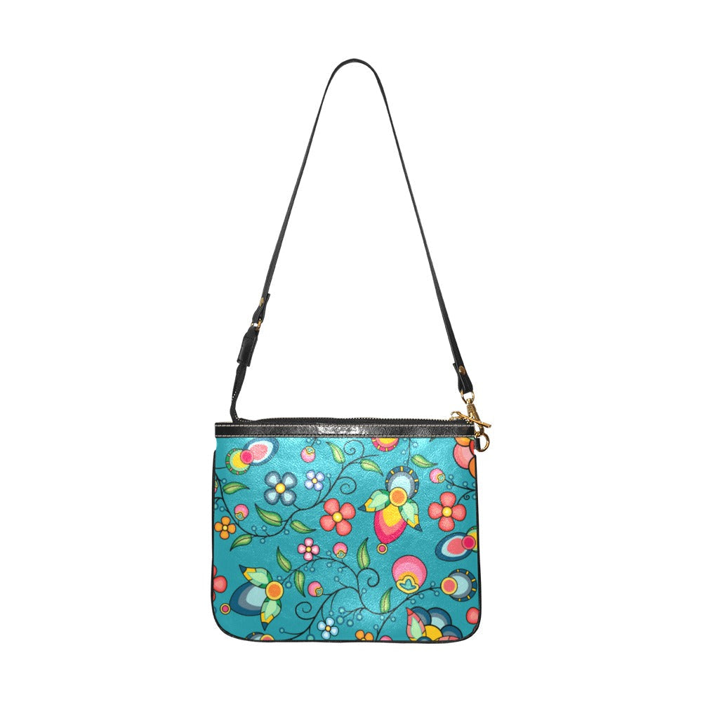 Floral Bounty Teal Small Shoulder Bag