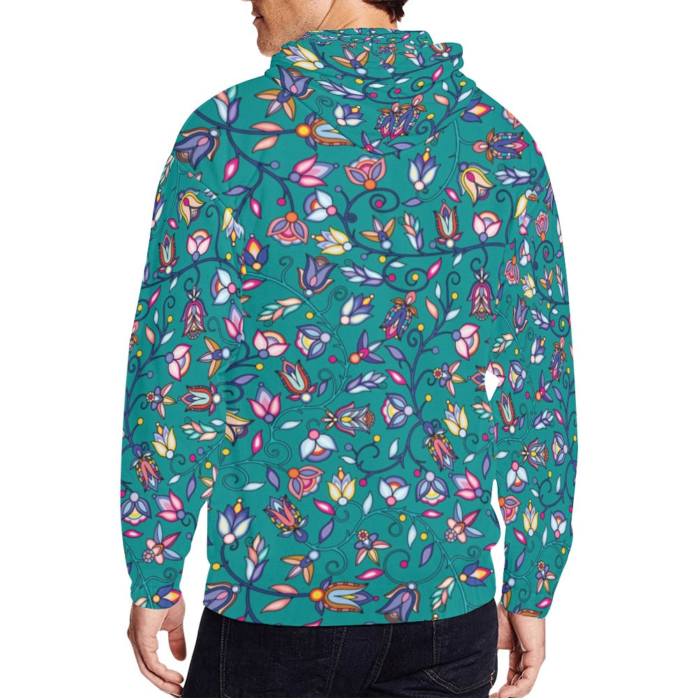 Buffalo Bloom Turquoise Men's Zipper Hoodie