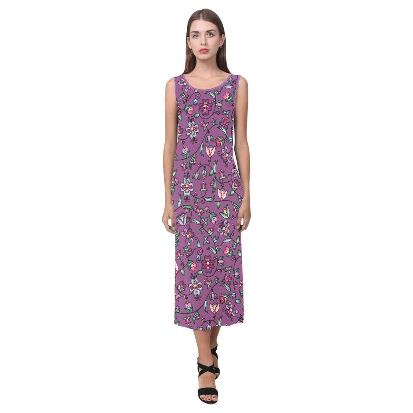 Amber Evening Garland Purple Phaedra Sleeveless Open Fork Long Dress