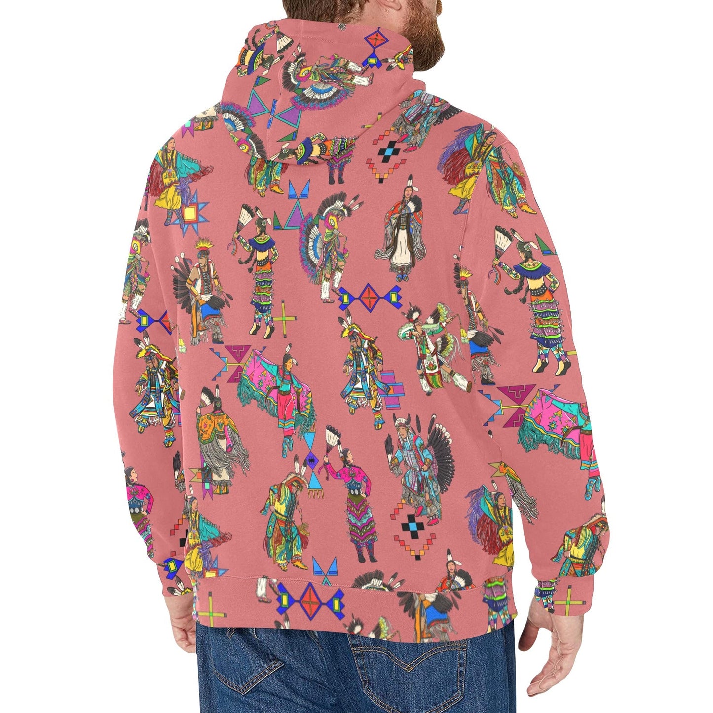 Grand Entry Dancers Terra Cotta Men's Long Sleeve Fleece Hoodie