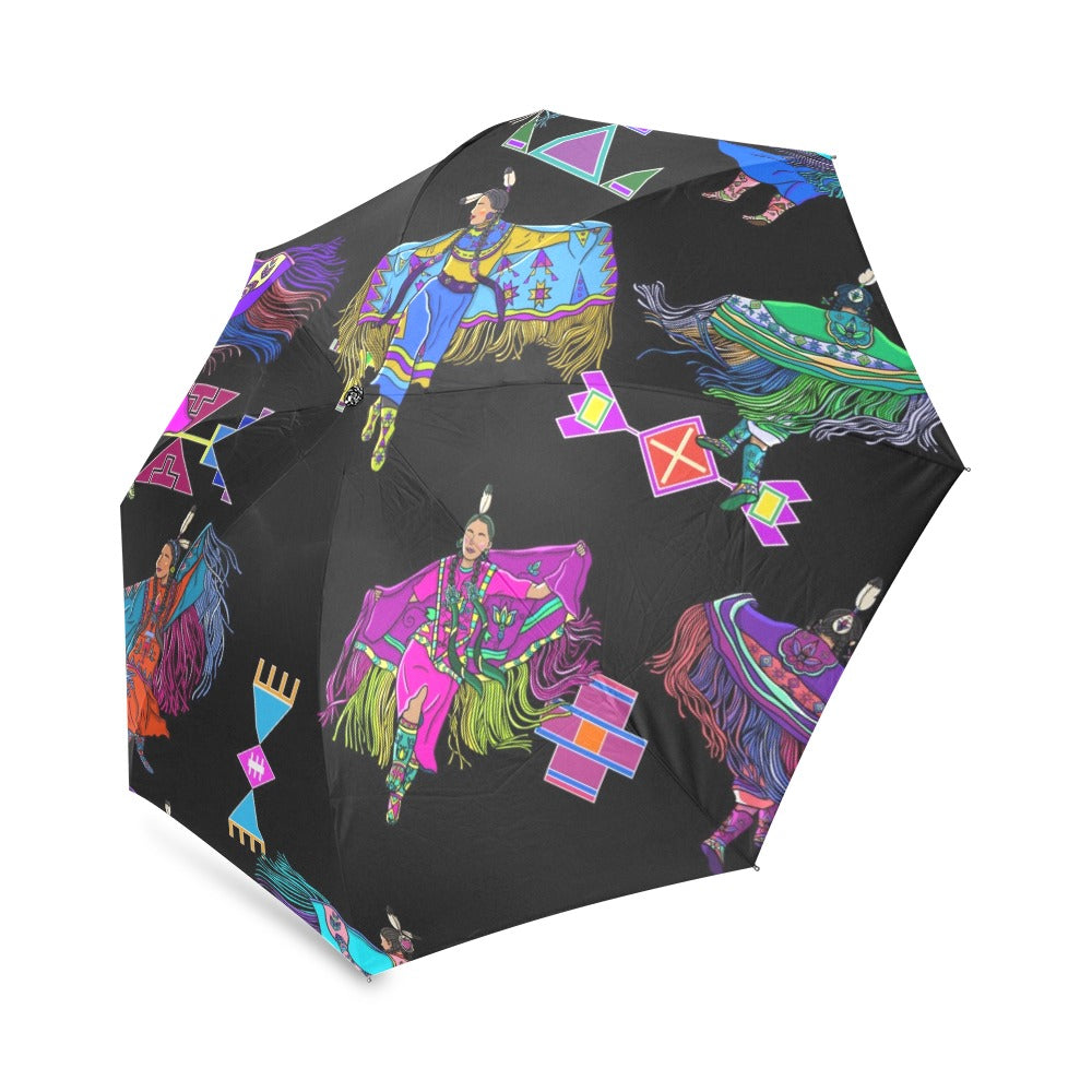 Women's Fancy Dancers Black Foldable Umbrella