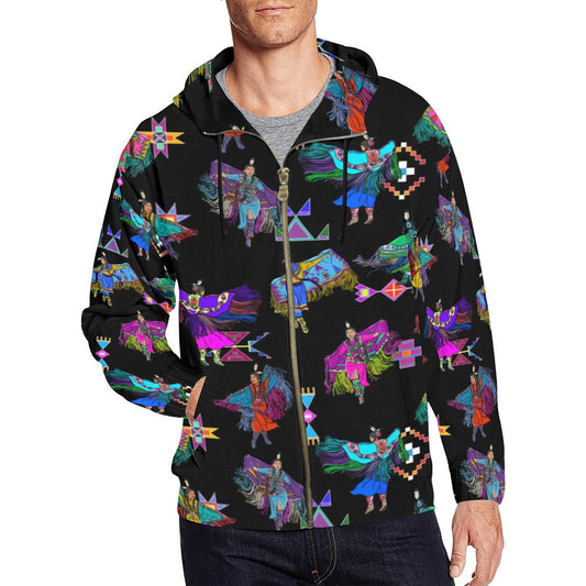Women's Fancy Dancers Black Men's Zipper Hoodie