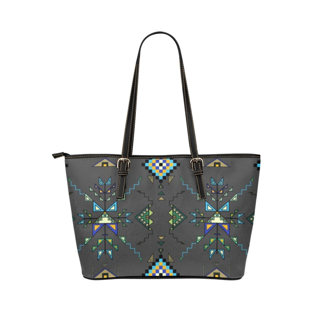 Bear Shield Gray Leather Tote