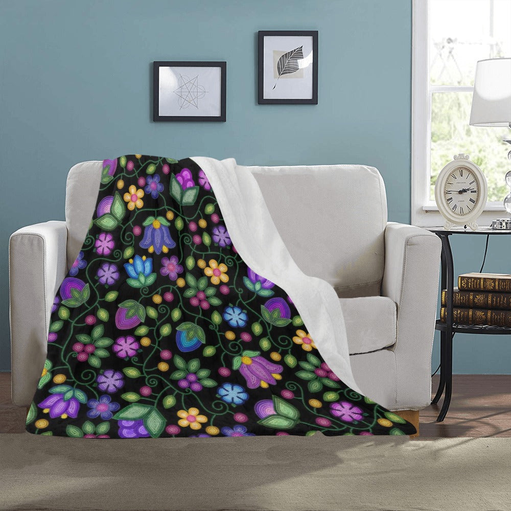 Bloom Uplift Black Small Micro Fleece Blanket