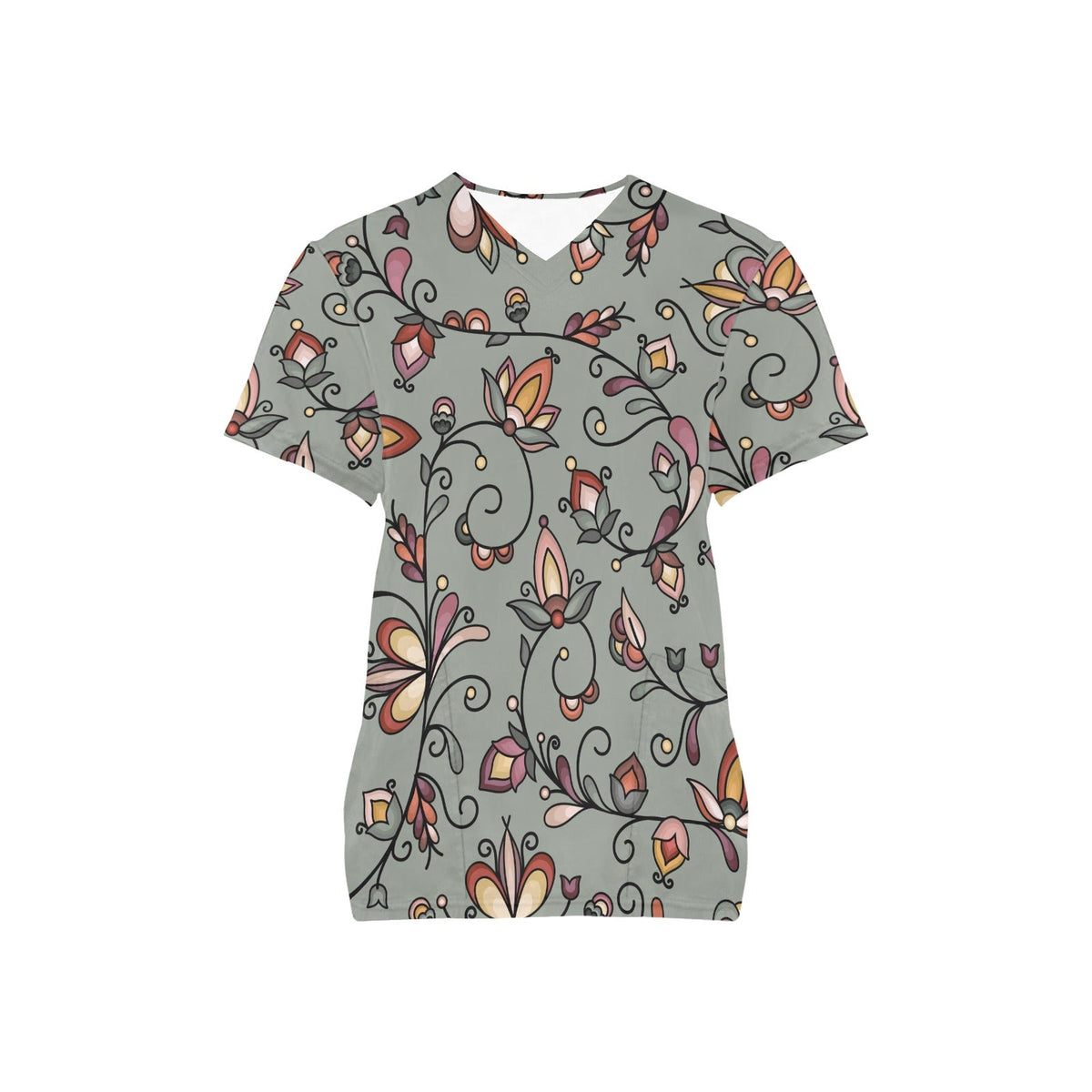 Burnt Sky Petals Green Scrub Top