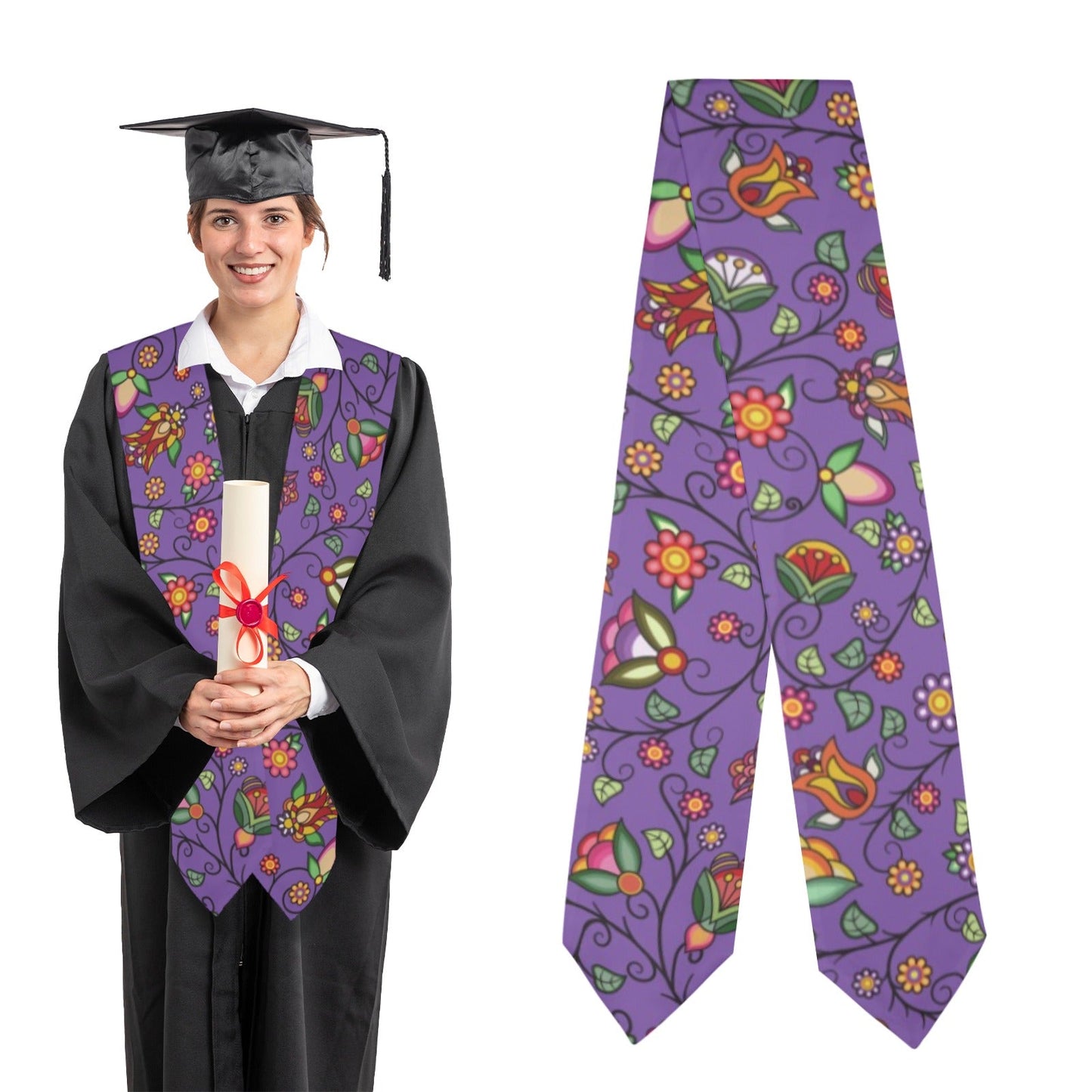 Heartbeat Petals Purple Graduation Stole