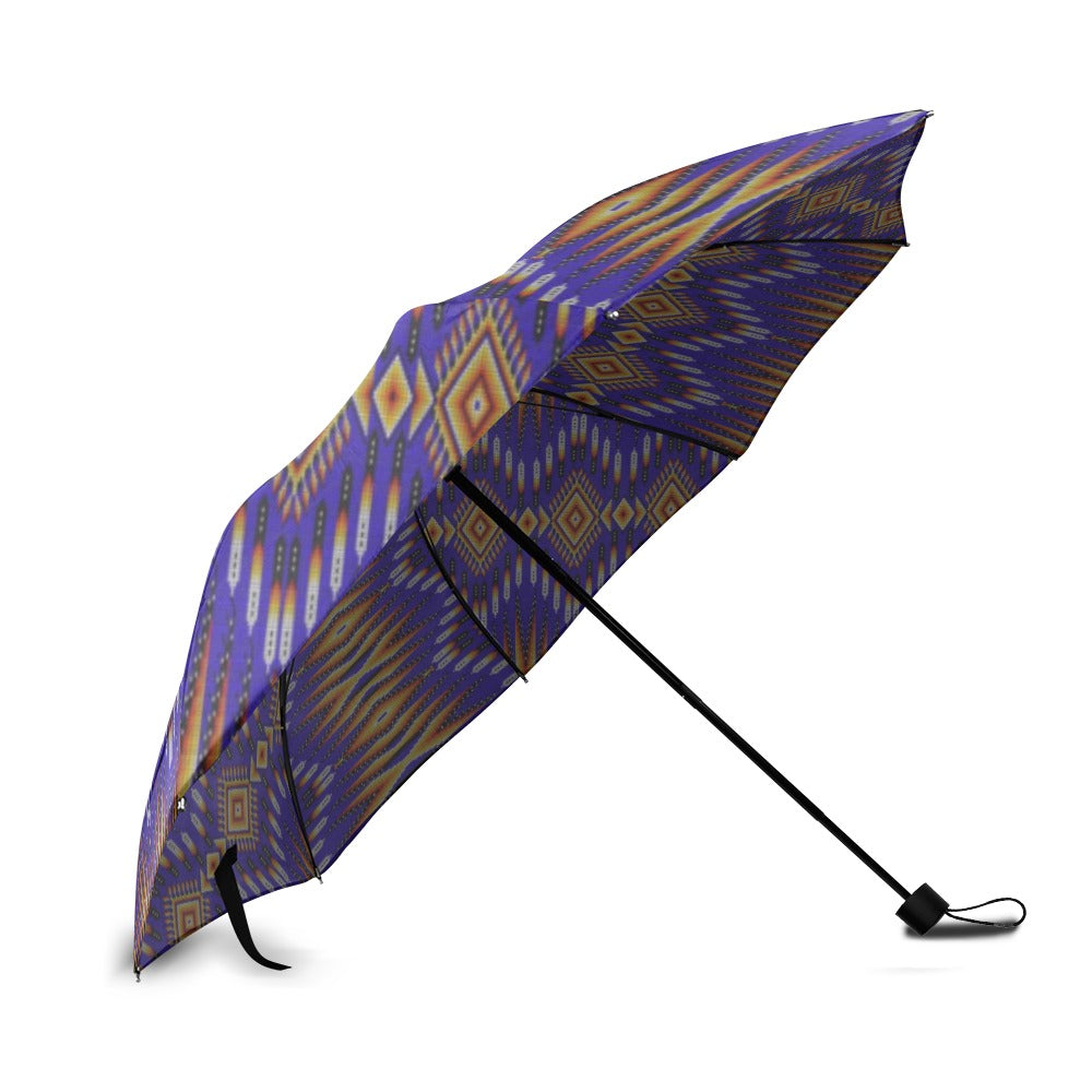 Fire Feather Blue Foldable Umbrella