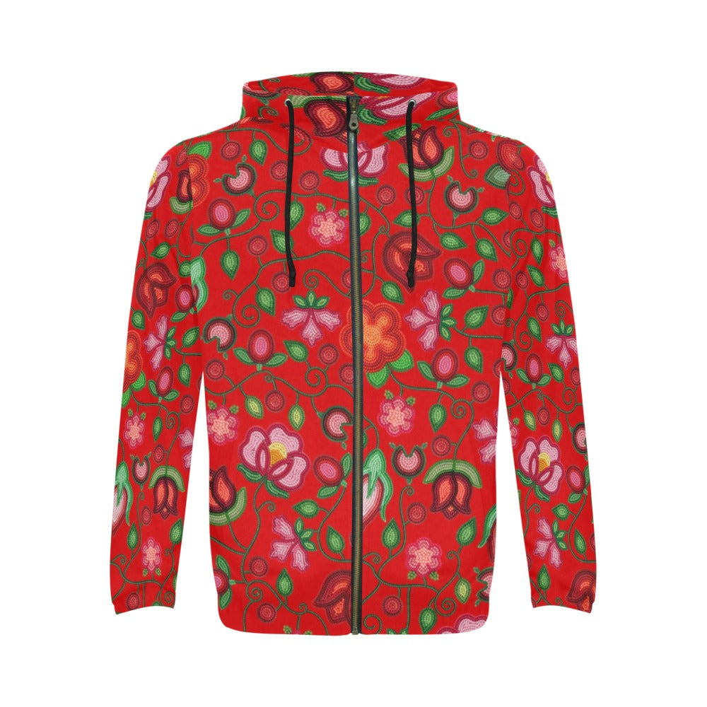 Rose Reverie Red Zip Hoodie