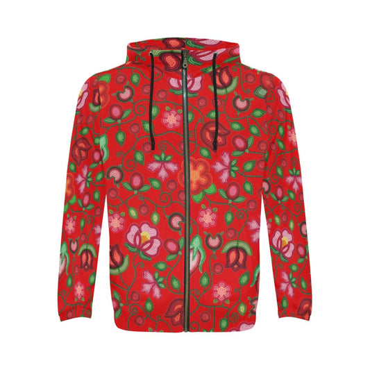 Rose Reverie Red Zip Hoodie