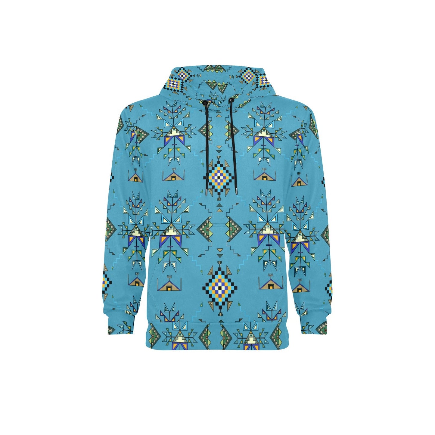 Bear Shield Blue Men's Long Sleeve Fleece Hoodie