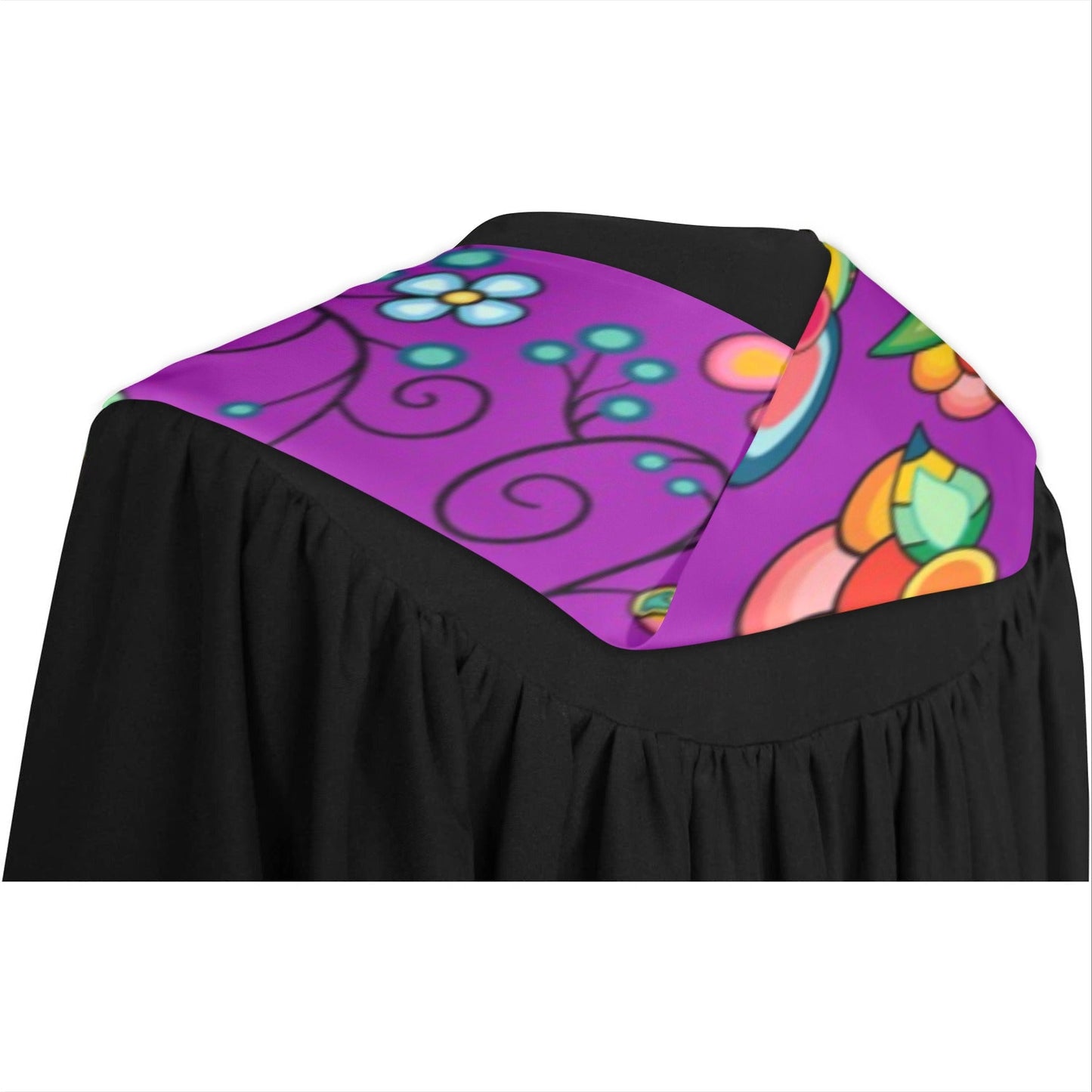 Floral Bounty Purple Graduation Stole