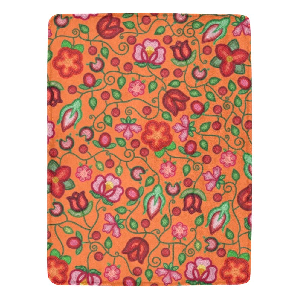 Rose Reverie Orange X-Large Micro Fleece Blanket