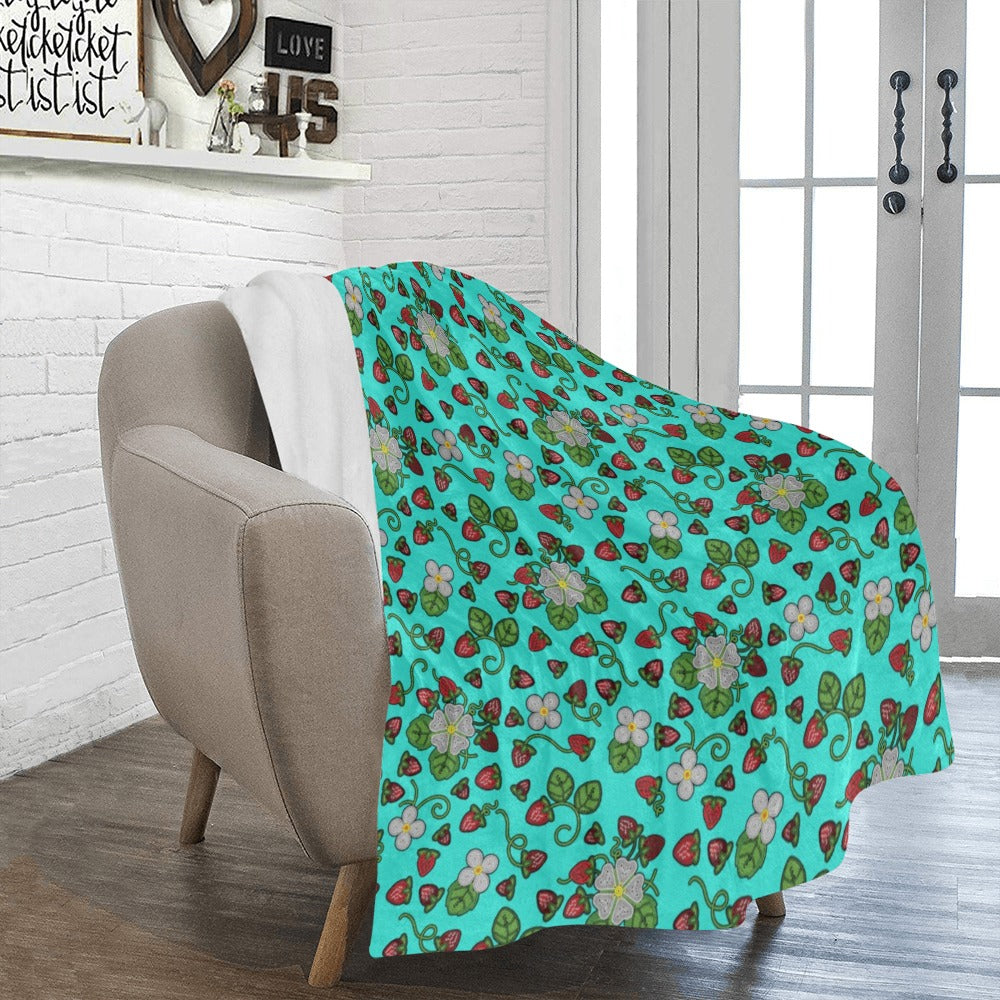 Strawberry Dreams Turquoise Ultra-Soft Micro Fleece Blanket 50"x60"