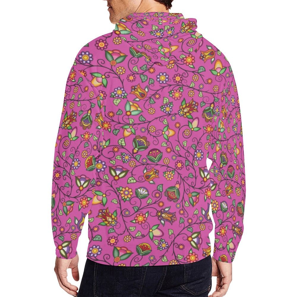 Heartbeat Petals Pink Men's Zipper Hoodie