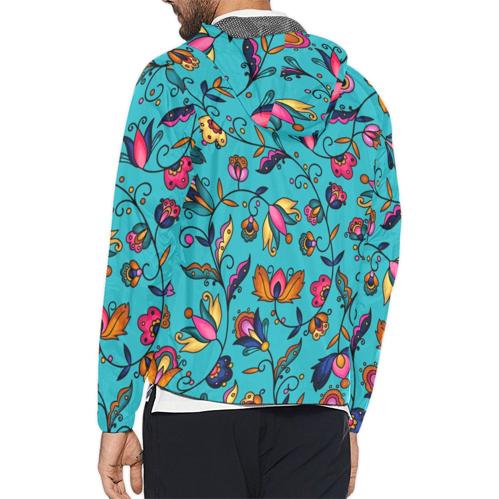 Copper Prairie Petals Turquoise Men's Windbreaker