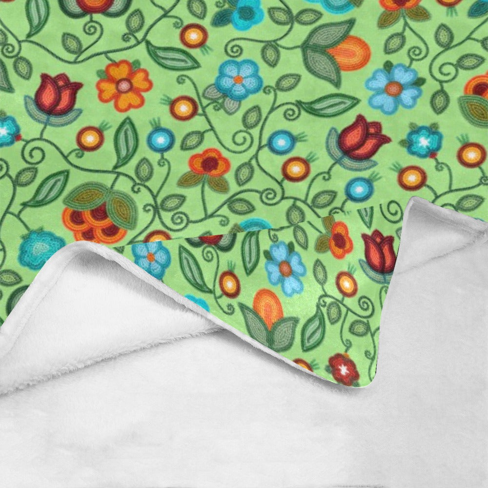 Prairie Fire Petals Sage Large Micro Fleece Blanket