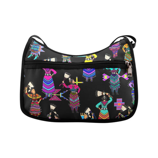 Women's Jingle Dancers Black Crossbody Bag