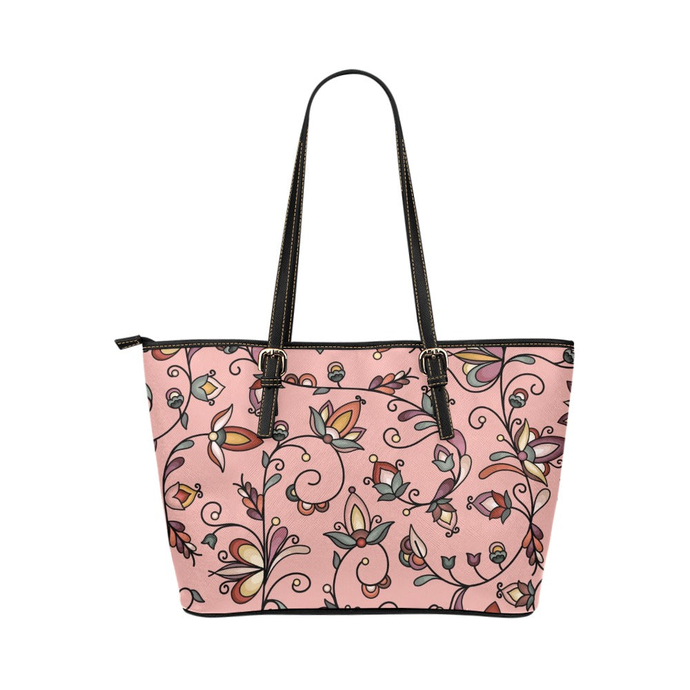 Burnt Sky Petals Peach Leather Tote