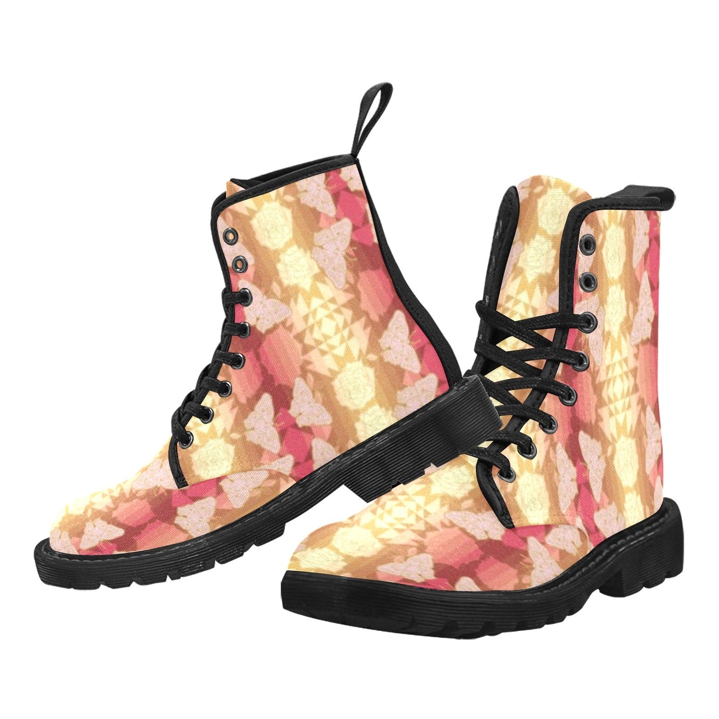 Butterfly and Roses on Geometric Boots for Men